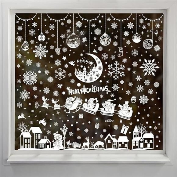 277 Pcs Christmas Window Stickers - Double Sided Moon & House Decals for Home - Picture 8 of 8